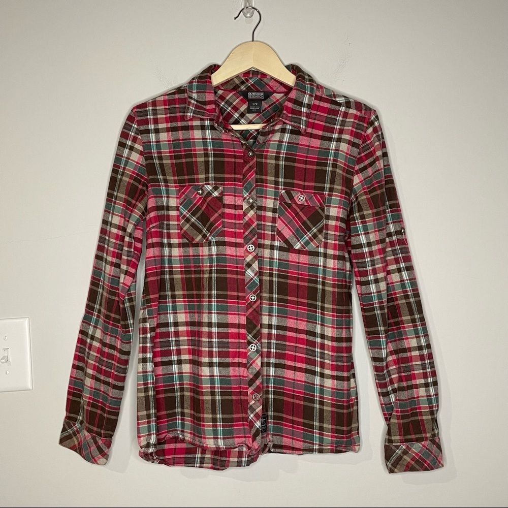 Outdoor Research pink Ceres flannel button down shirt